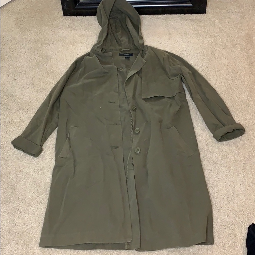 green trench coat